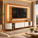 Ver imagem 5 de Home para TV Ate 75' 100% MDF com LED Atlanta Jequitibá/Off White Lukaliam