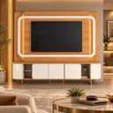 Ver imagem 1 de Home para TV Ate 75' 100% MDF com LED Atlanta Jequitibá/Off White Lukaliam