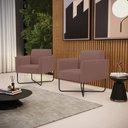 Ver imagem 7 de Kit 2 Poltronas Base X Industrial Preto Marisa Veludo D03 - D\'rossi Cor Rose