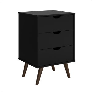 Mesas de Cabeceira 3 Gavetas Decore Grécia Plus:preto