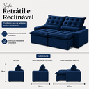 Ver imagem 3 de Sofá Malta Retrátil e Reclinável 210m - Azul