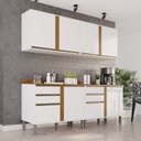 Ver imagem 1 de Cozinha Compacta Modulada 4 Peças 8 Portas 4 Gavetas Pérola Branco/Cinamomo