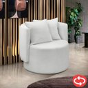 Ver imagem 1 de Poltrona Orgânica Base Giratória Maya Boucle Cru Redonda Decorativa - Arkell