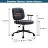 Cadeira Escritório Giratória Ancara Or Design Revestida Pu Preto Braços em Madeira Base Rodízio - 4