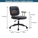 Ver imagem 4 de Cadeira Escritório Giratória Ancara Or Design Revestida Pu Preto Braços em Madeira Base Rodízio
