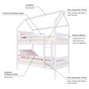 Ver imagem 4 de Beliche Casinha Solteiro Slim Rb com Grade de Proteção Madeira Maciça Branco Housin