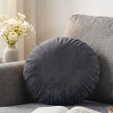 Ver imagem 1 de Almofada Redonda Veludo Premium 35cm Decorativa com Zíper e Enchimento - Cinza Chumbo