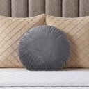 Ver imagem 3 de Almofada Redonda Veludo Premium 35cm Decorativa com Zíper e Enchimento - Cinza Chumbo