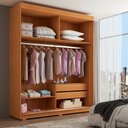 Ver imagem 2 de Guarda-roupa Solteiro La Paz 2 Portas 2 Gavetas com Espelho Naturale Tx/grafite - Panorama Móveis