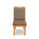 Ver imagem 1 de Cadeira Ana Matelassê Tecido Suede com Base Fixa de Madeira Maciça e Puxador Castanho:capuccino