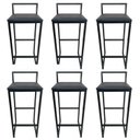 Ver imagem 1 de Banqueta Industrial Cozinha Bistrô Bar Gourmet Kit 6 Preta