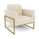 Ver imagem 5 de Sofá Namoradeira com Poltrona Base Industrial Alta Dourado Marisa Linho D03 - D\'rossi Cor A19 Bege