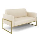 Ver imagem 2 de Sofá Namoradeira com Poltrona Base Industrial Alta Dourado Marisa Linho D03 - D\'rossi Cor A19 Bege