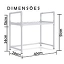 Ver imagem 2 de Suporte Rack Microondas Organizador Cozinha Prateleira Gancho Talher Louça Tempero Balcao Armario Co
