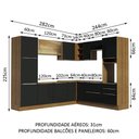Ver imagem 4 de Armário de Cozinha Completa de Canto 526cm Rustic/Preto Lux Madesa 01