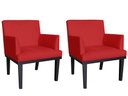Ver imagem 1 de Kit 2 Poltronas Decorativa Vitória Suede Vermelho Pés Madeira Ms Decor