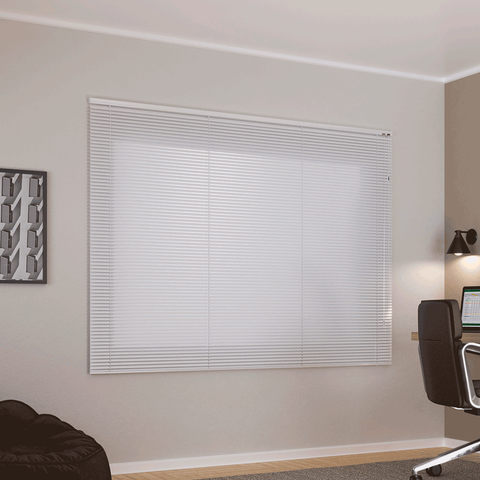 Persiana Horizontal 25mm Alumínio Crisdan sem Furos Aparente Largura 1,10 X 1,20 Altura Branca