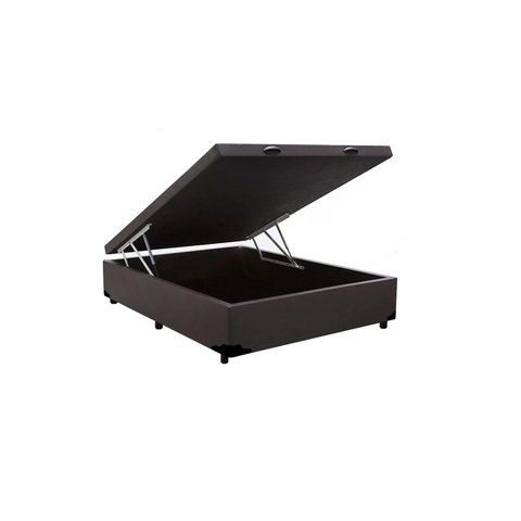 Cama Box Baú Casal Sintético Marrom