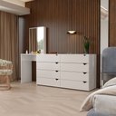 Ver imagem 1 de Cômoda Veneza 8 Gavetas com Espelho Creme/Branco - Panorama Móveis