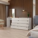 Ver imagem 2 de Cômoda Veneza 8 Gavetas com Espelho Creme/Branco - Panorama Móveis