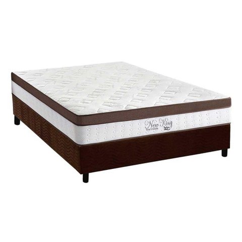 Cama Box Casal: Colchão Molas Anjos MasterPocket Ensacadas New King + Base CRC Suede Marrom(138x188)