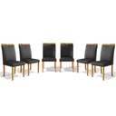 Ver imagem 1 de Kit com 6 Cadeiras Maiara Madeira Maciça Estofadas para Mesa de Jantar Courino Preto 503