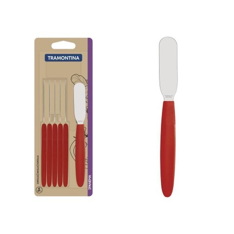 Conjunto de Espatulas Tramontina Ipanema Laminas Aço Inox e Cabos Vermelho 6 Peças
