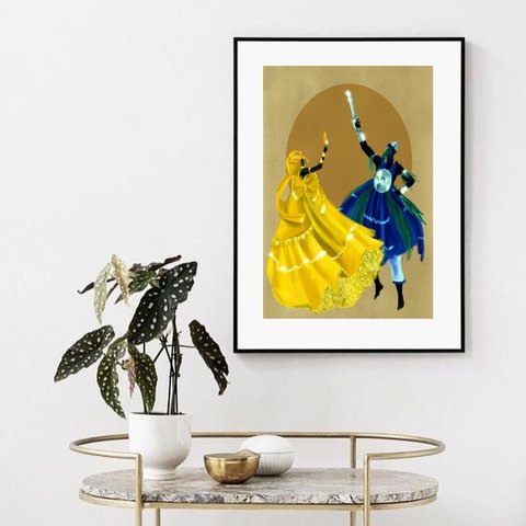 Quadro Decorativo Oxum e Ogum - 60x48cm:moldura Branca