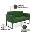 Ver imagem 3 de Sofá Namoradeira Elisa Suede Base Metálica Industrial Preto - D'Rossi Cor Verde