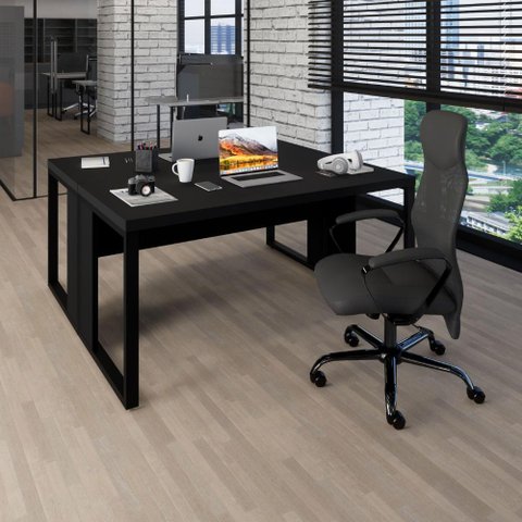 Plataforma 2 Pessoas 1,70m X 0,70m Pés Metal F5 Office Cor:preto