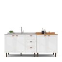Ver imagem 5 de Cozinha Pérola 2 Peças Balcão 3 Gavetas 2 Portas e Balcão 2 Portas Yescasa Branco/Freijó