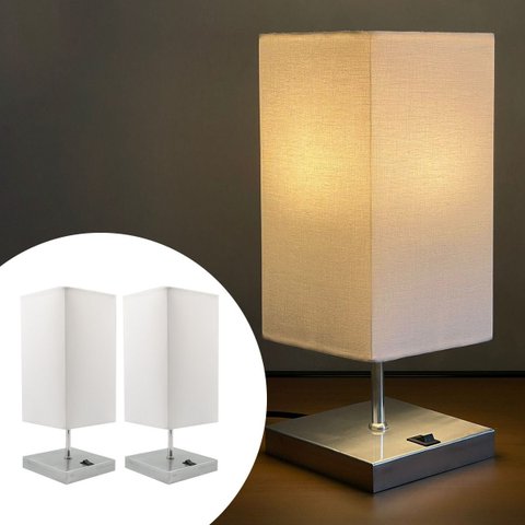 Kit 2 Abajur Luminaria de Mesa Quadrado com Interruptor Ref 49 Decoração Casa Sala Quarto Escritório