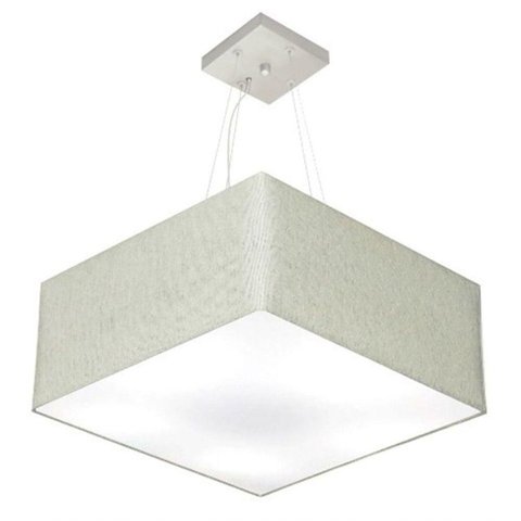 Lustre Pendente Quadrado Md-4071 Cúpula em Tecido 30/70x70cm Rustico Cinza - Bivolt