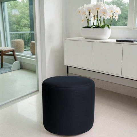 Puff Redondo Perse Decorativo Sala Tecido Linho