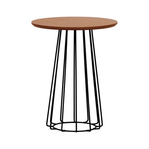 Mesa Lateral Raiada Ø45x56cm Preto/Amêndoa