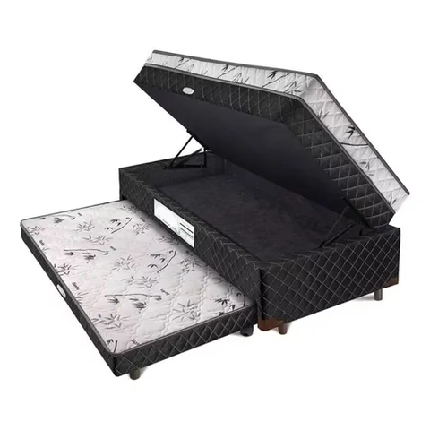 Bibox Solteiro com Espuma 5cm, Baú e Auxiliar