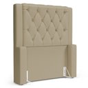 Ver imagem 1 de Cabeceira Atena para Cama Box Solteiro 90cm Capitonê com Frame Suede Bege - Desk Design