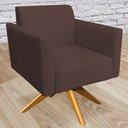 Ver imagem 2 de Poltrona Decorativa Isabella Base Giratória Madeira Suede Marrom - Gran Belo