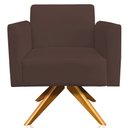 Ver imagem 6 de Poltrona Decorativa Isabella Base Giratória Madeira Suede Marrom - Gran Belo