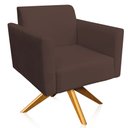 Ver imagem 1 de Poltrona Decorativa Isabella Base Giratória Madeira Suede Marrom - Gran Belo