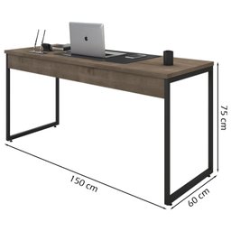Mesa Para Escritorio Estilo Industrial 150x75 cm 133160 Castanho Mobel - 4 Mesa Para Escritorio Estilo Industrial 150x75 cm 133160 Castanho Mobel - 4