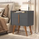 Ver imagem 1 de Mesa de Cabeceira Davi Pé Palito Madeira Porta e Gaveta Onix - Comprar Moveis em Casa