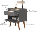 Ver imagem 4 de Mesa de Cabeceira Davi Pé Palito Madeira Porta e Gaveta Onix - Comprar Moveis em Casa