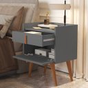 Ver imagem 2 de Mesa de Cabeceira Davi Pé Palito Madeira Porta e Gaveta Onix - Comprar Moveis em Casa