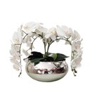 Ver imagem 1 de Arranjo Com 4 Orquídeas Brancas Realistas Vaso Prateado