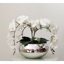 Ver imagem 4 de Arranjo Com 4 Orquídeas Brancas Realistas Vaso Prateado