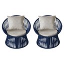Ver imagem 1 de Kit 2 Poltronas Estofada Sol com Almofada em Corda Náutica e Base em Alumínio Cinza/azul Marinho