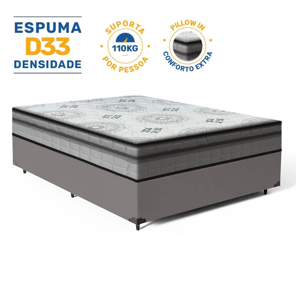 Cama Box com Colchão Espuma D33 Pillow In Anjos Ortosleep Viúva 128x188xx43cm Preto - 3