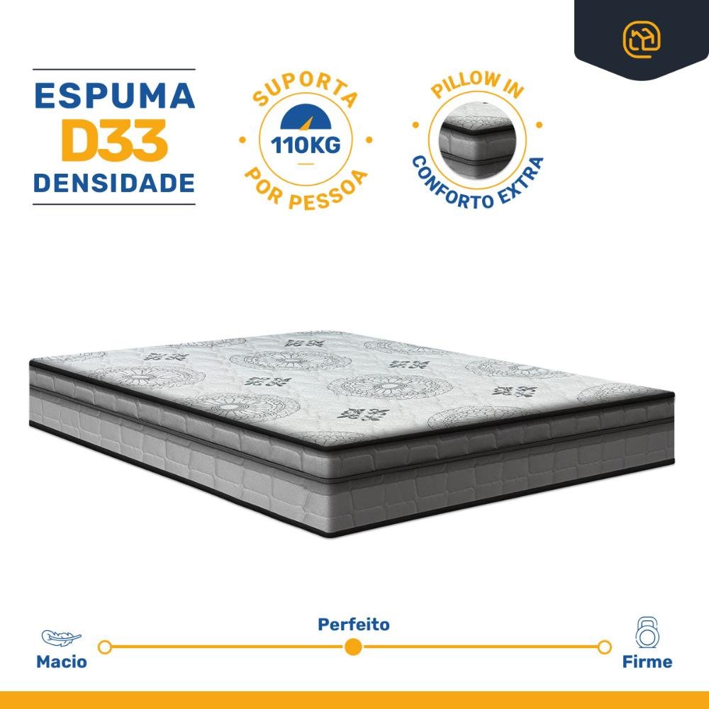 Cama Box com Colchão Espuma D33 Pillow In Anjos Ortosleep Viúva 128x188xx43cm Preto - 5