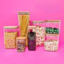 Ver imagem 6 de Kit 2 Potes de Vidro Hermético 1100ml Tampa Bambu Quadrado Oikos Borea Cozinha Mantimentos Temperos
